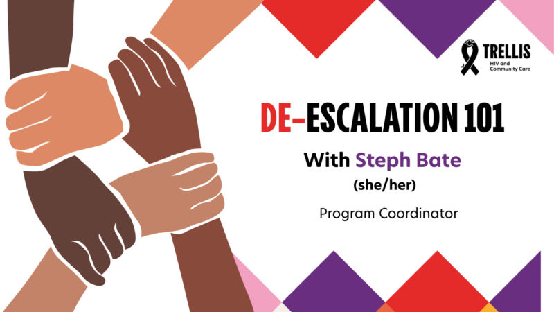 De-escalation 101 with Steph Bate, she her, program coordinator with Trellis HIV & Community Care
