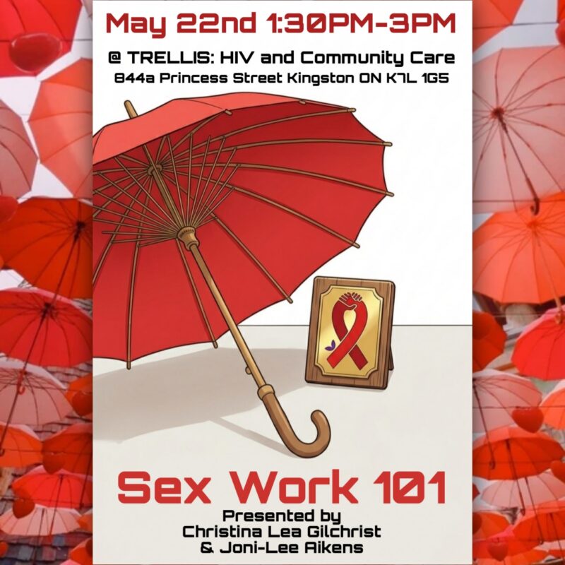 May 22nd from 1:30 to 3 PM at Trellis HIV and Community Care. Talk Series Sex Work 101